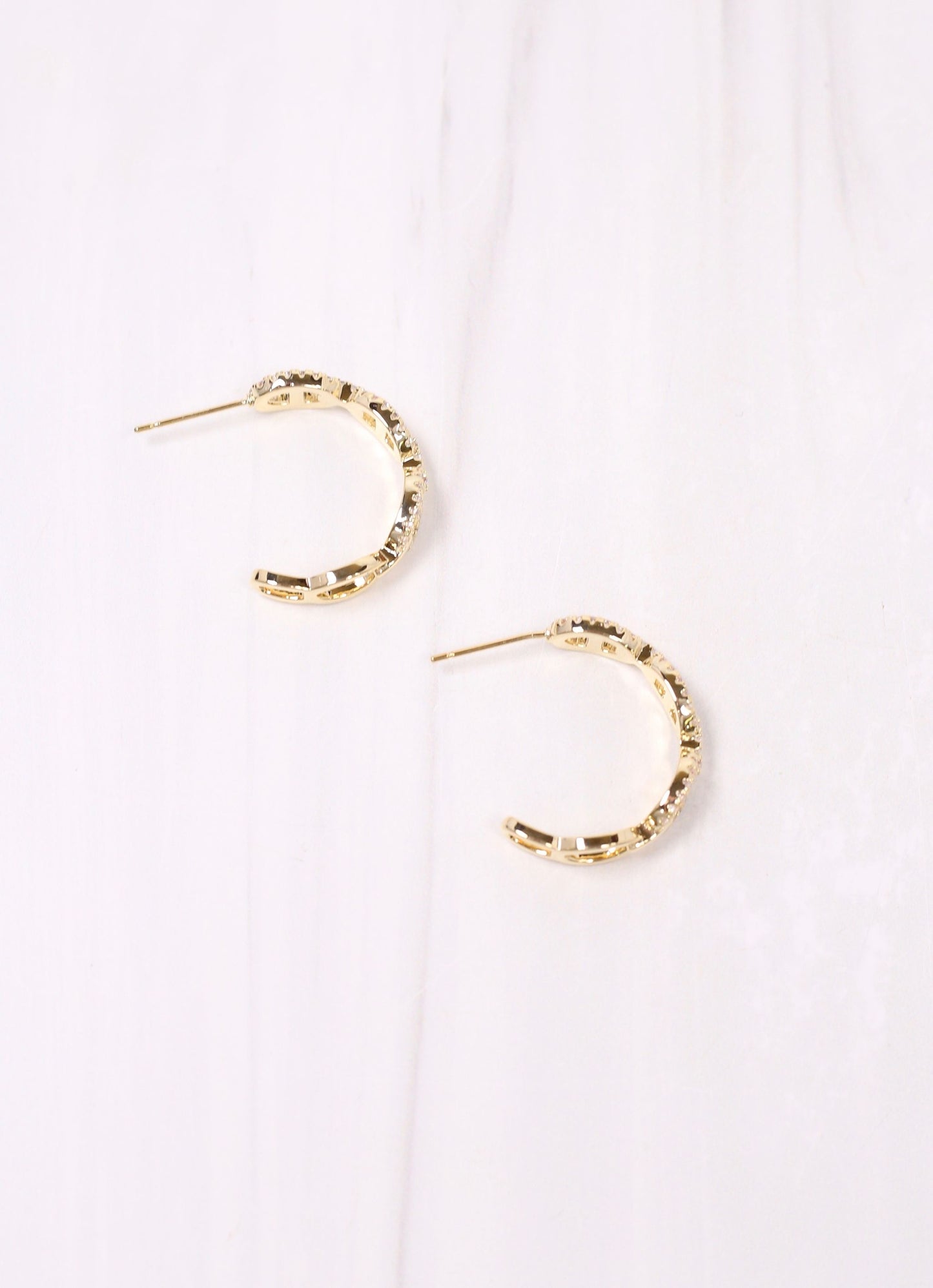 Mickie CZ Link Hoop Earring GOLD