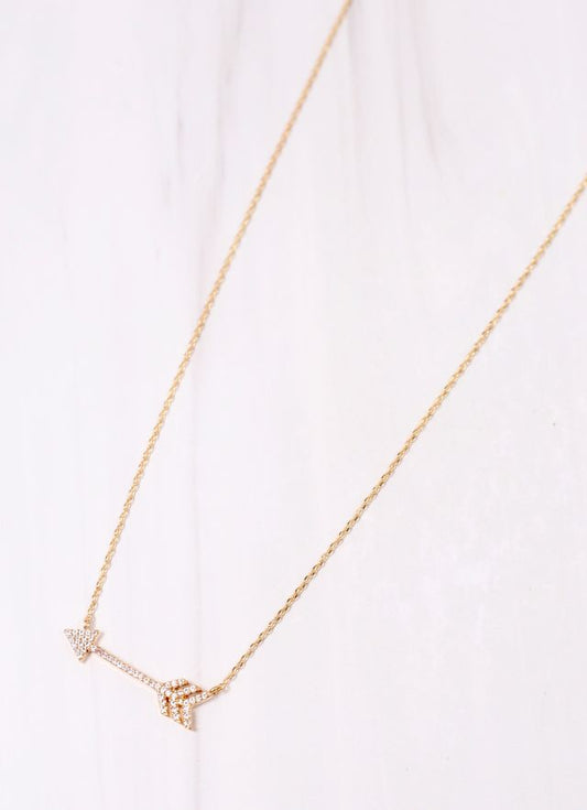 Focus & Keep Aim  Arrow Necklace GOLD