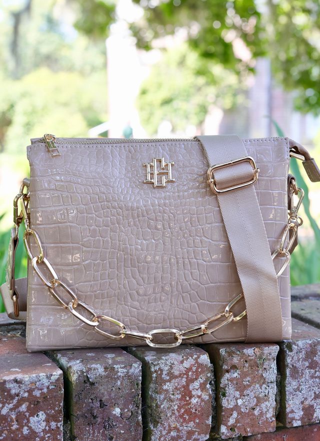 Ariana Crossbody Taupe Patent