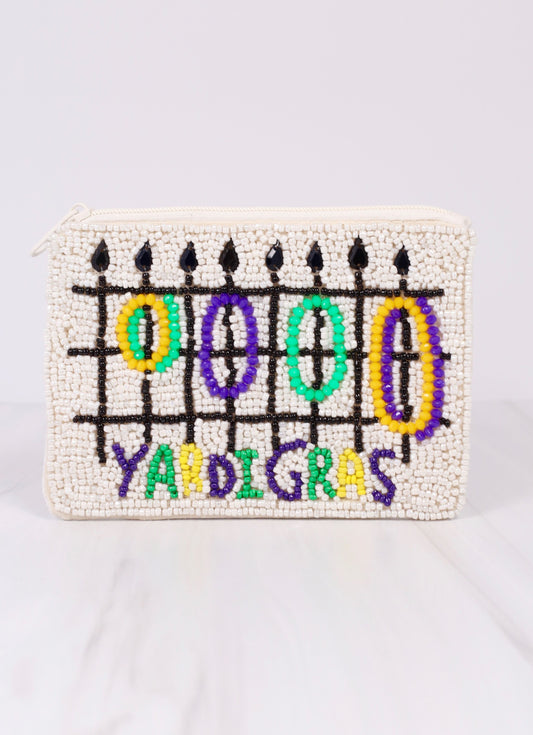 Yardi Gras Beaded Pouch White Multi