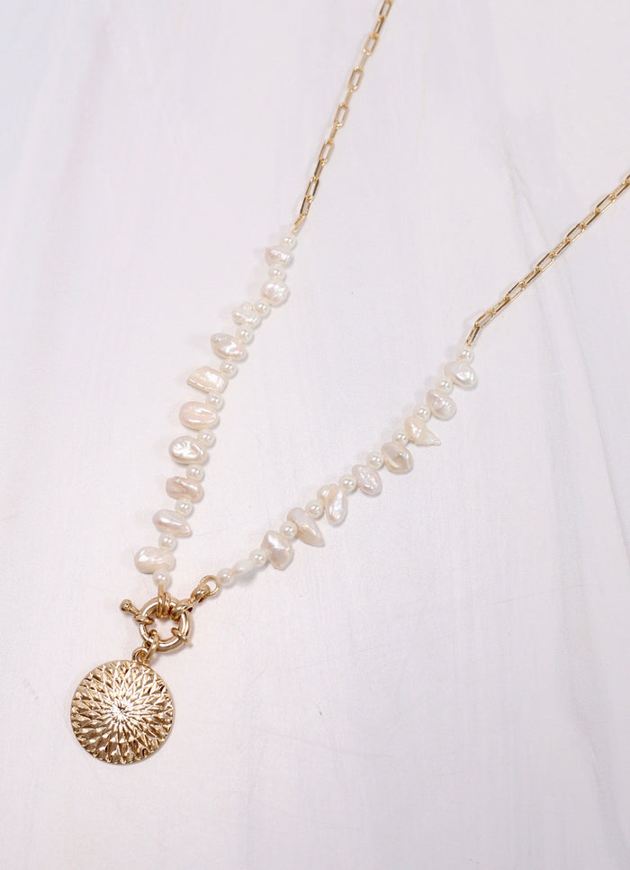 Donette Pearl Charm Necklace GOLD