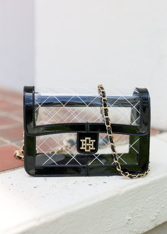 Quinn Quilted Clear Bag Black Patent