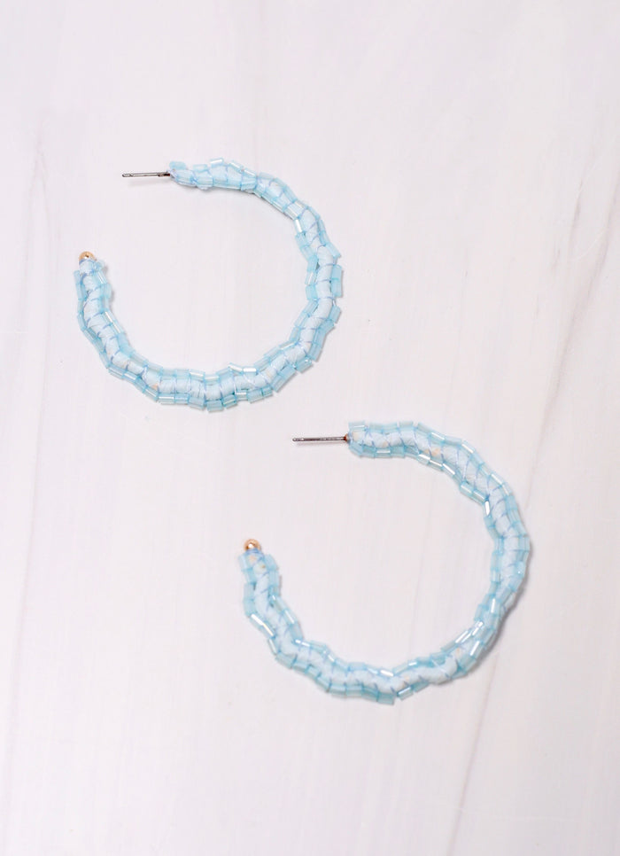 Dobson Beaded Hoop Earring LIGHT BLUE