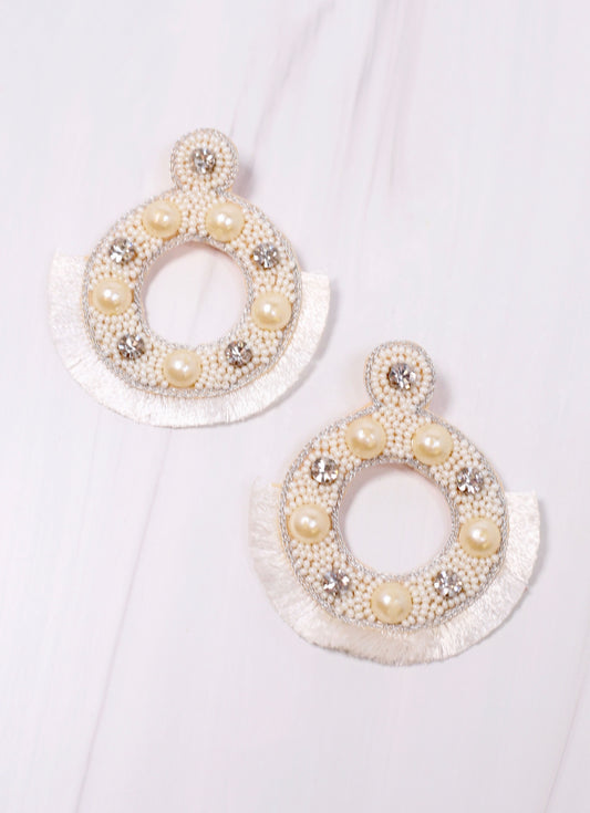 Mercier Embellished Earring Ivory