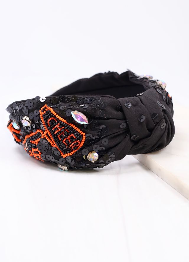 Cheer Sequin Headband BLACK ORANGE