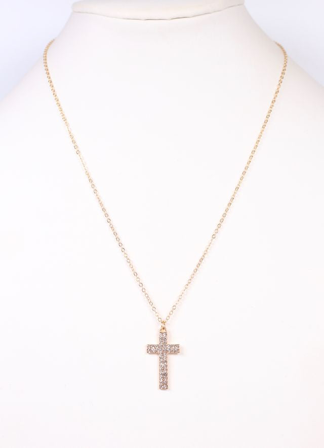 Levitt CZ Cross Necklace GOLD