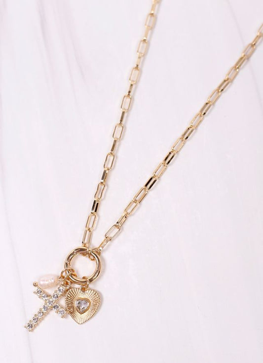 Arya Charm Cluster Necklace GOLD