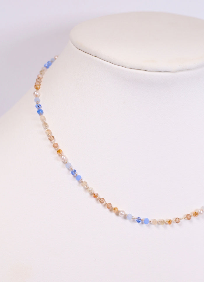 Valerie Glass Beaded Necklace BLUE