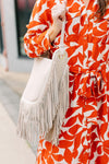 Sawyer Leather Bag with Fringe IVORY