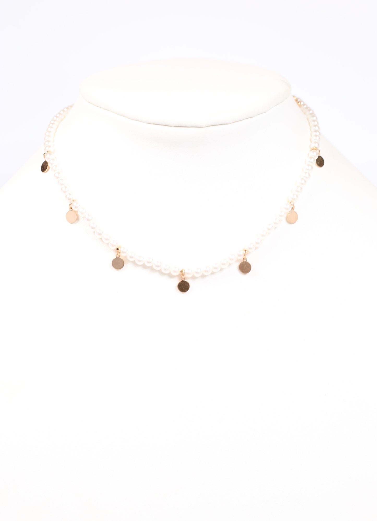 Alberton Pearl Necklace with Discs CREAM