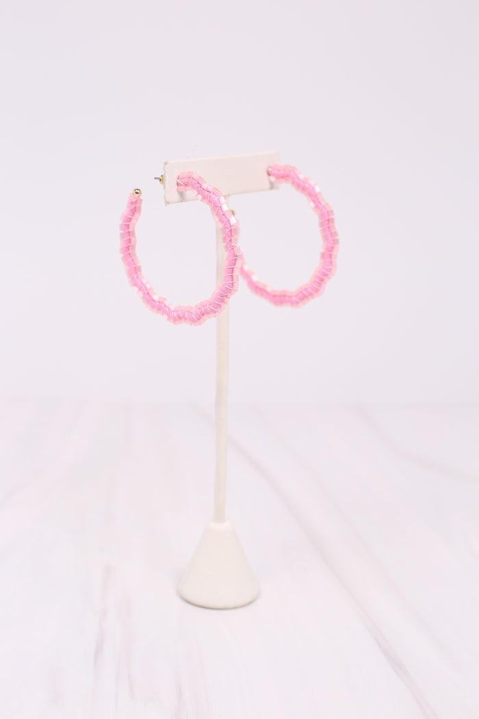 Dobson Beaded Hoop Earring LIGHT PINK