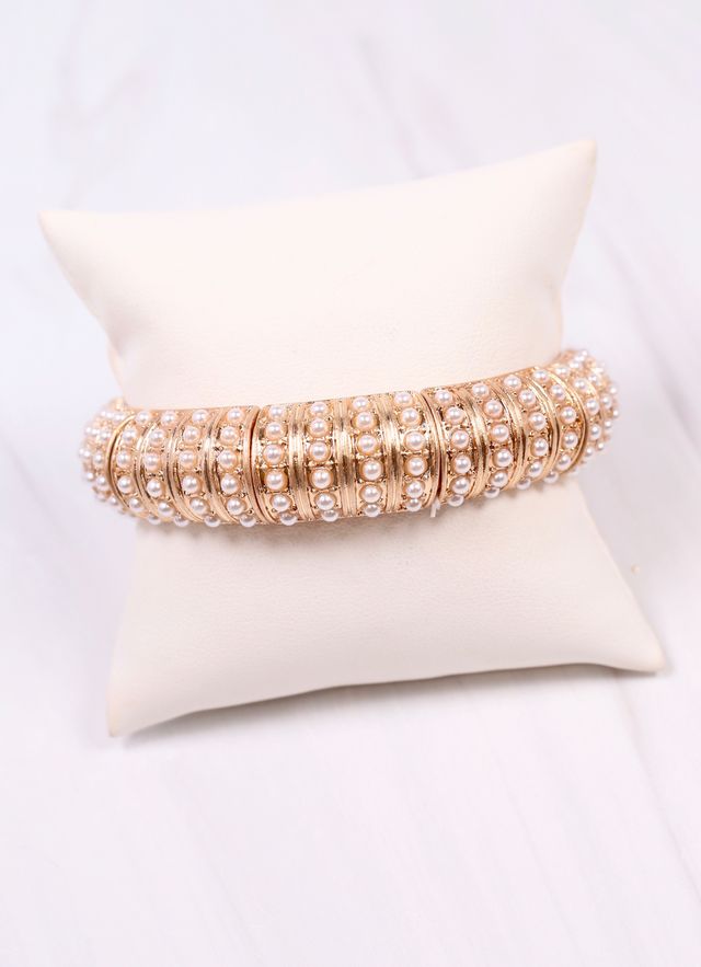 Candace Stretch Bracelet with Pearls GOLD