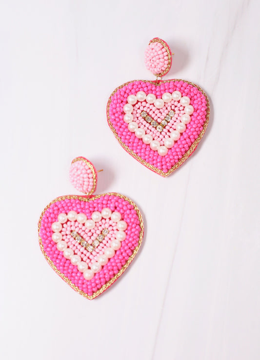 Just a Crush Heart Earring HOT PINK