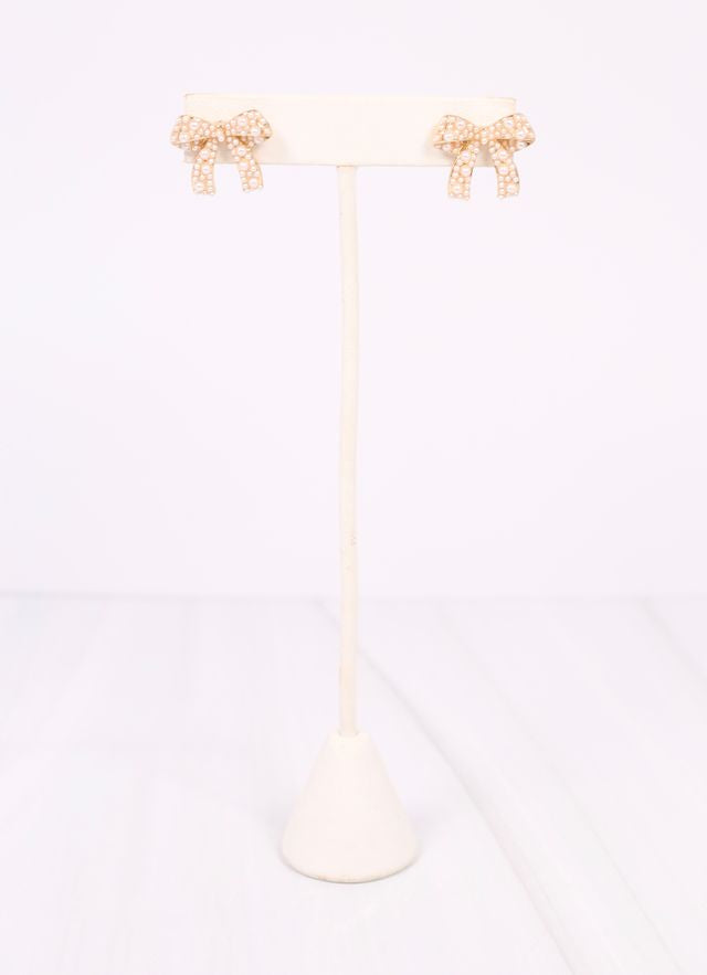 Paige Pearl Bow Earring GOLD