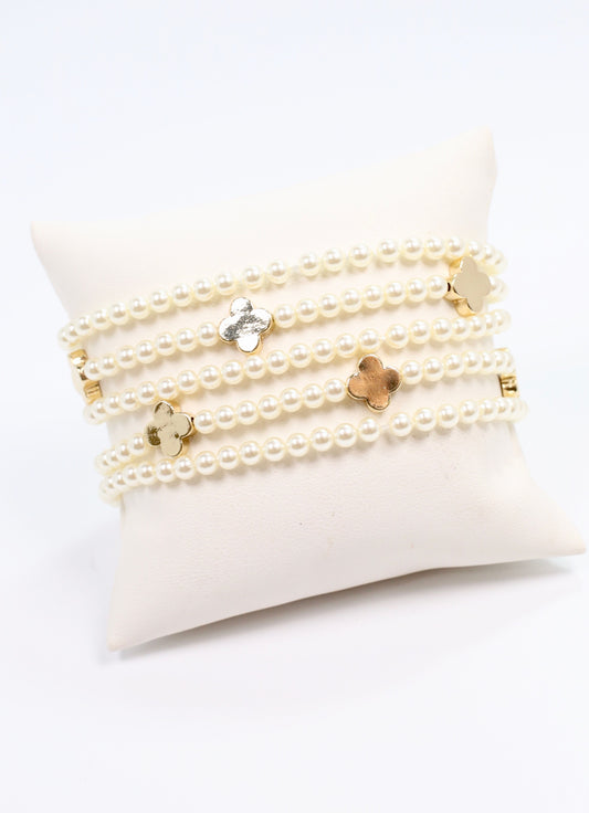 MacLeod Clover Pearl Bracelet Set CREAM