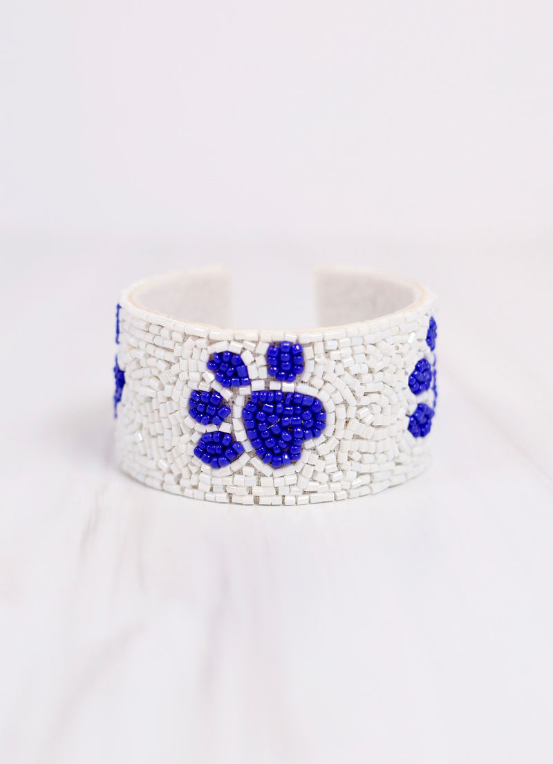 Patty Paw Beaded Cuff Bracelet BLUE