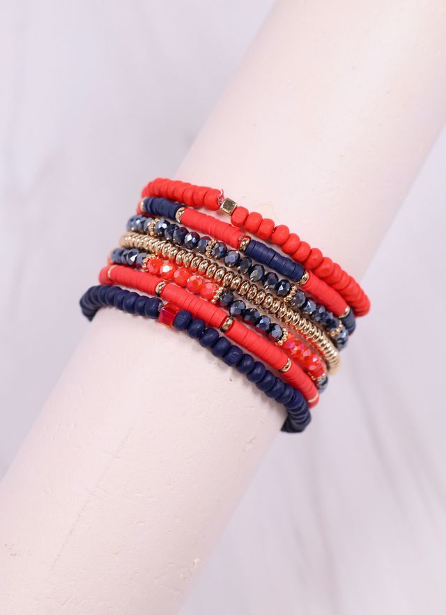 Quinley Bracelet Set NAVY RED