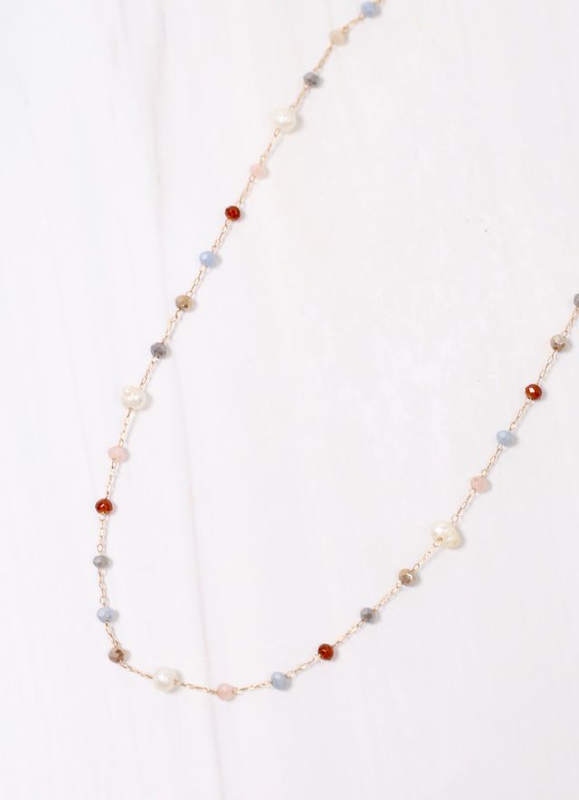 Linsley Beaded Necklace with Pearls GRAY MULTI