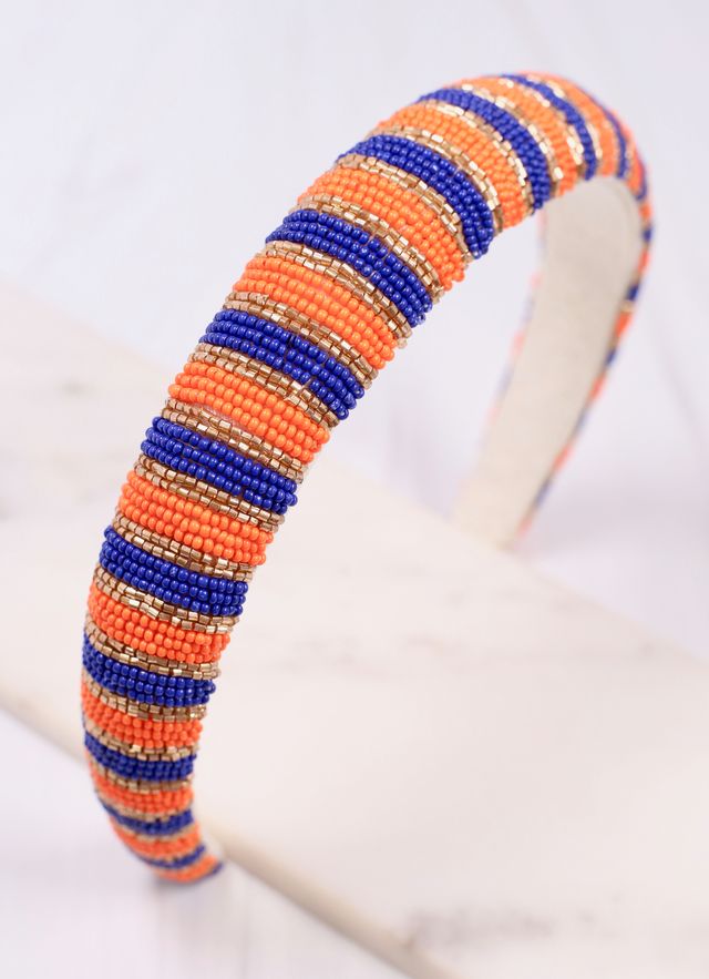 Sloane Striped Headband BLUE ORANGE