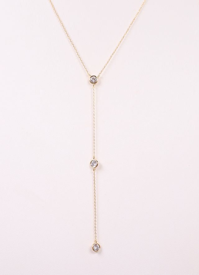 Burstyn CZ Y Necklace GOLD