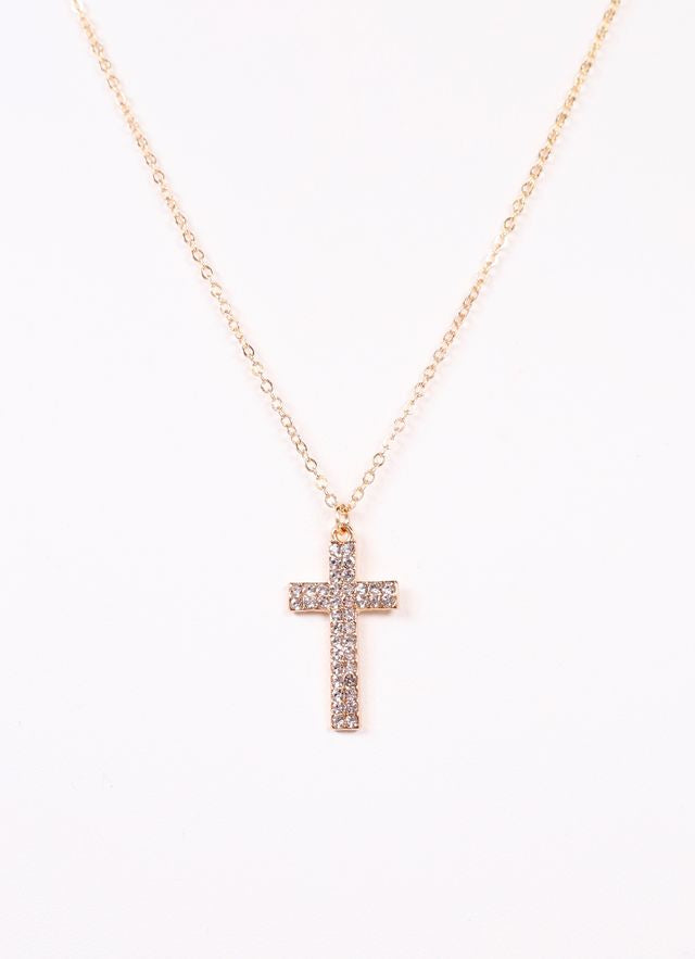 Levitt CZ Cross Necklace GOLD