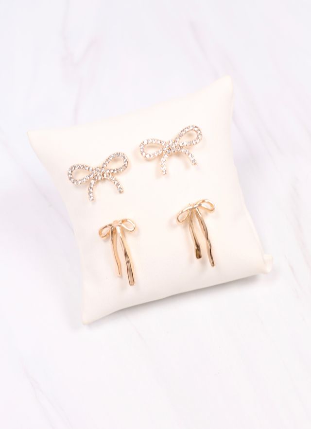 Newsome Bow Earring Set GOLD