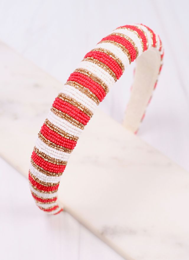 Sloane Striped Headband RED WHITE