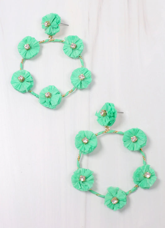 Natasha Raffia Drop Earring GREEN