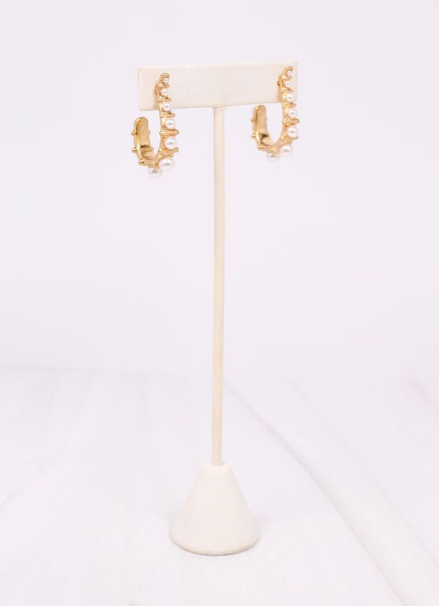 Tilly Pearl Drop Hoop Earring GOLD