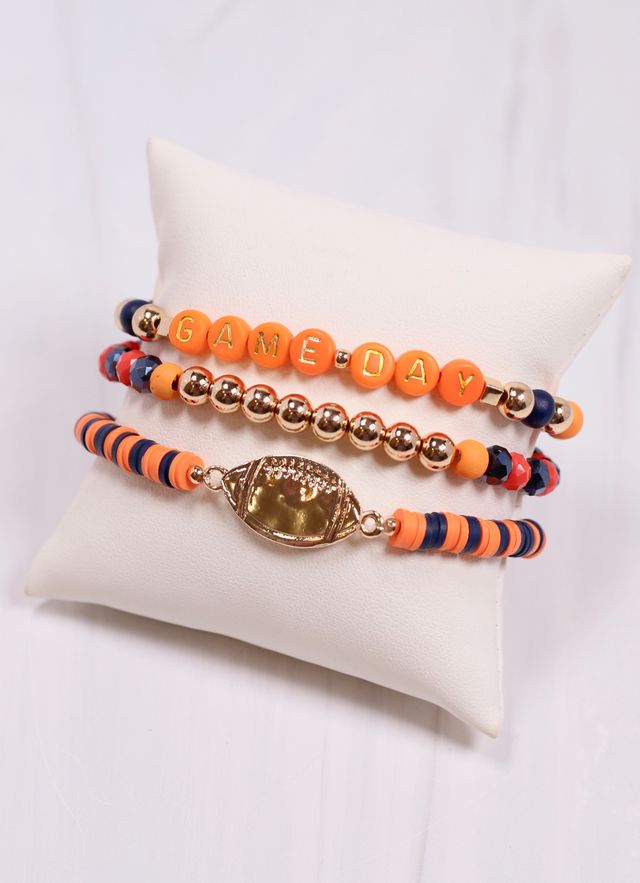 Game Day Bracelet Set Navy Orange