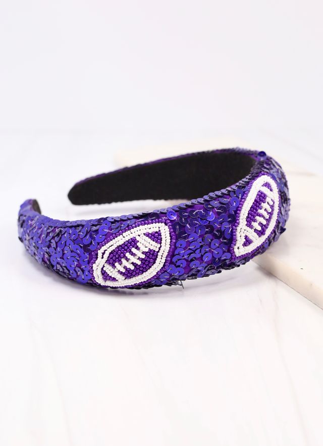 Punt Football Sequin Headband PURPLE