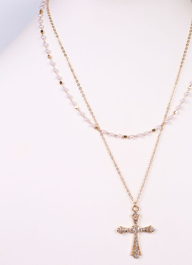 Ariadne Layered Necklace with Cross GOLD