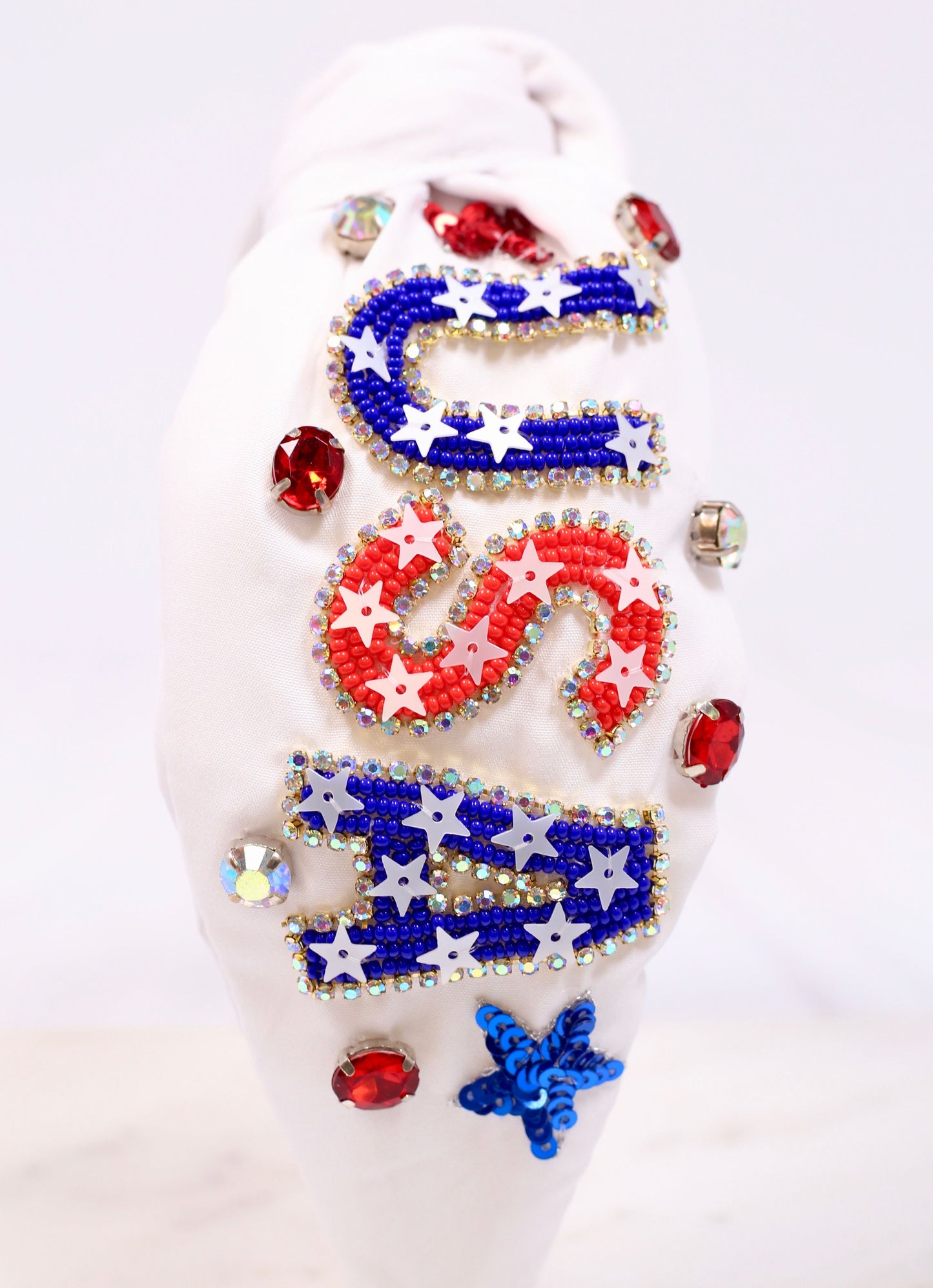 USA Embellished Headband WHITE