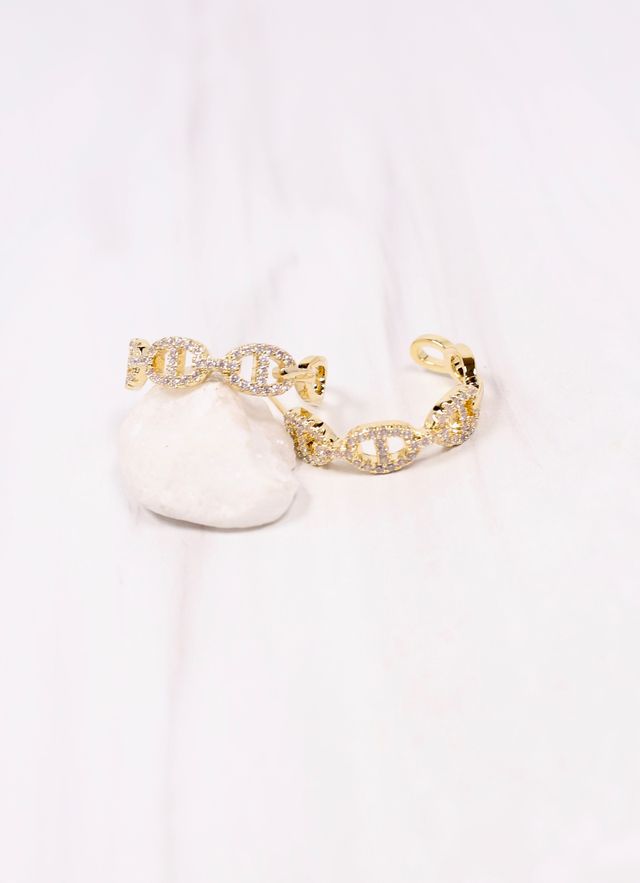 Mickie CZ Link Hoop Earring GOLD