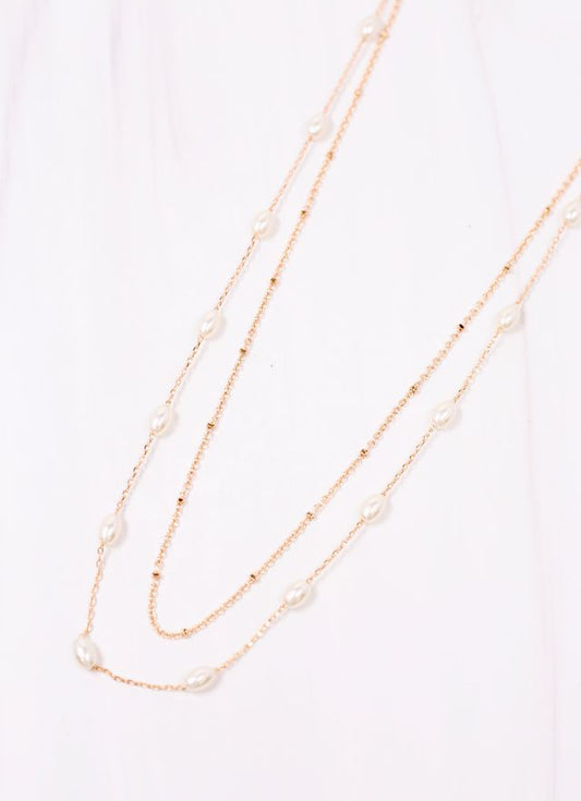 Catherine Pearl Layered Necklace GOLD