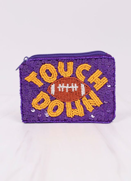 Touch Down Sequin Pouch PURPLE YELLOW