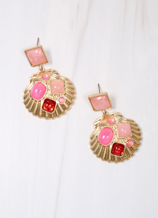 Anna Maria Stone Seashell Earring PINK