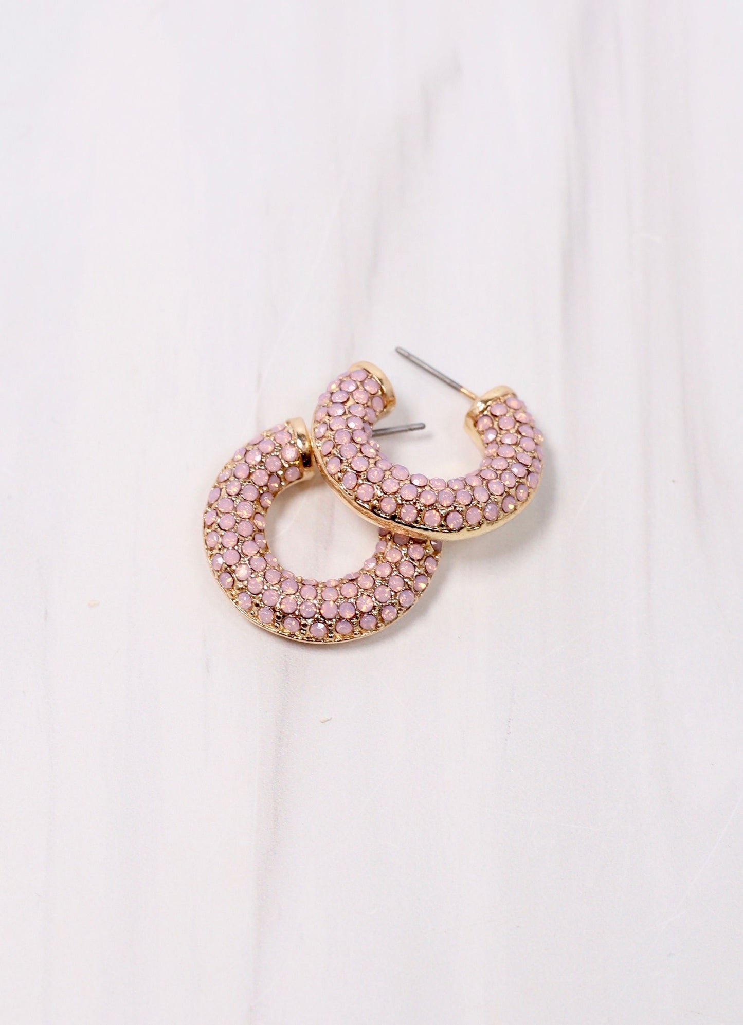 Colyen CZ Hoop Earring PINK OPAL