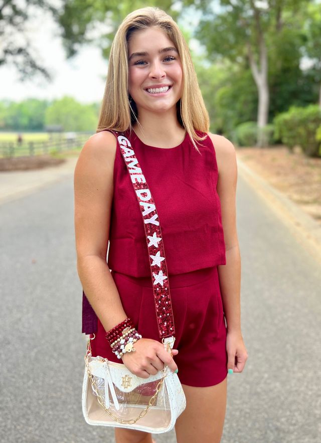 Game Day Star Sequin Strap BURGUNDY