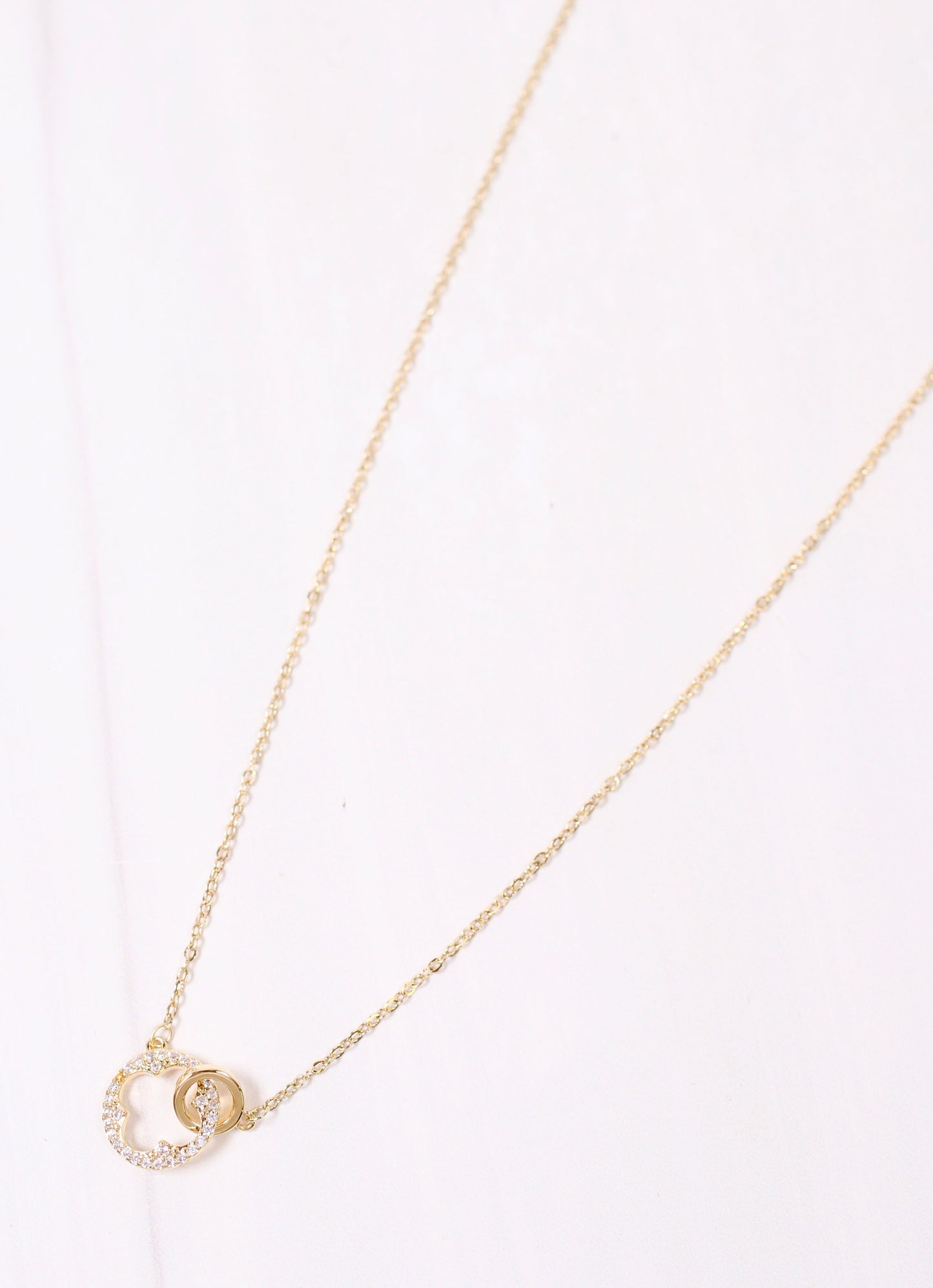 Tracey CZ Clover Necklace GOLD