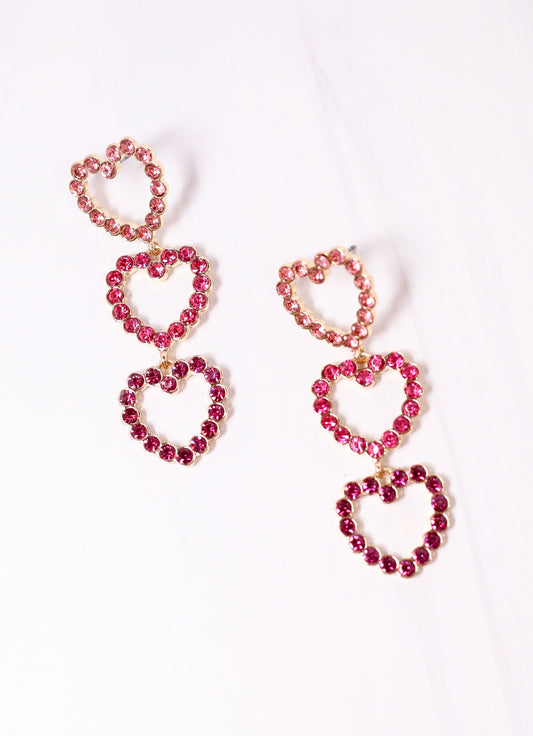 Forever Yours CZ Heart Earring PINK MULTI