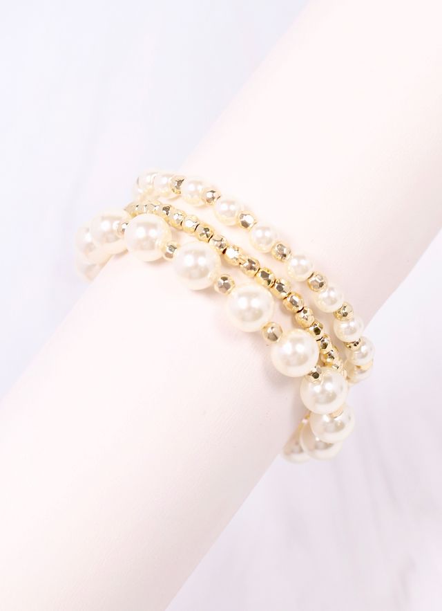 Ramos Pearl Stretch Bracelet Set Ivory