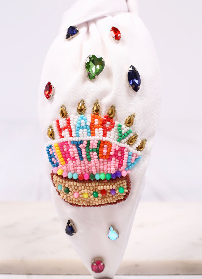 Happy Birthday Cake Headband WHITE MULTI