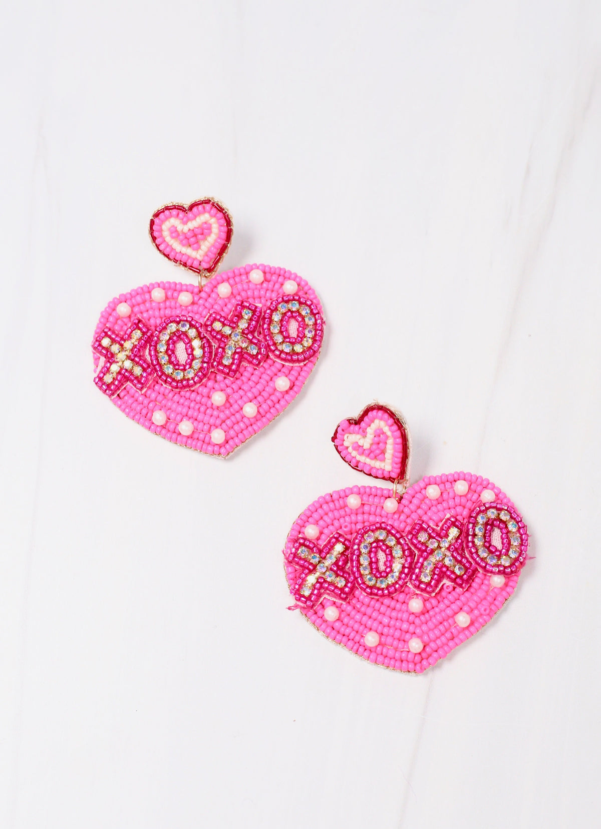 XOXO Embellished Heart Earring HOT PINK