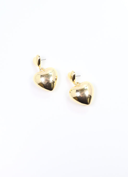 Russo Puff Heart Drop Earring SHINY GOLD