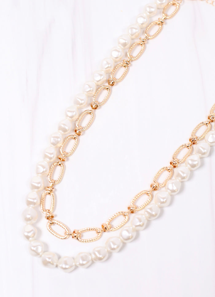 Dallas Layered Necklace with Pearls GOLD