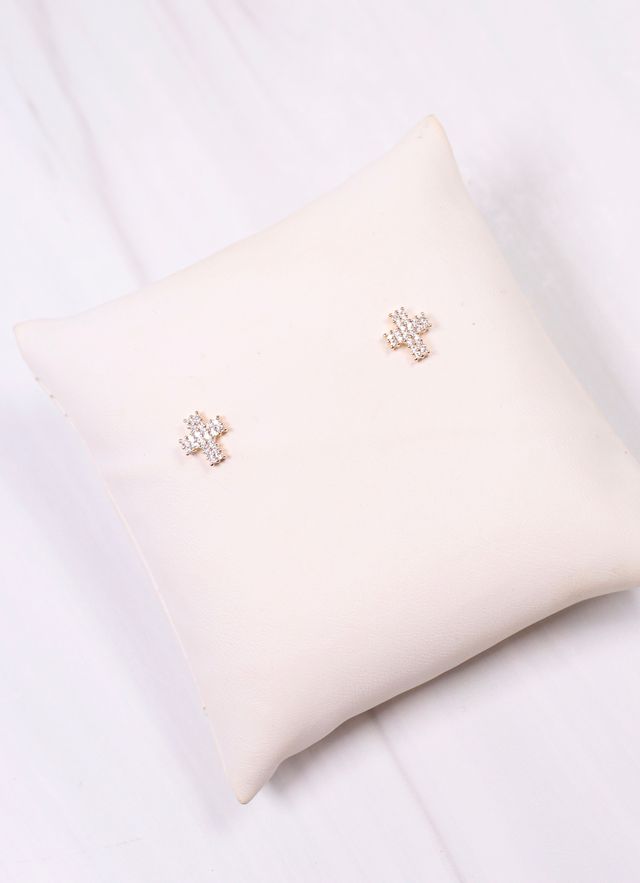 Johnny CZ Cross Stud Earring GOLD