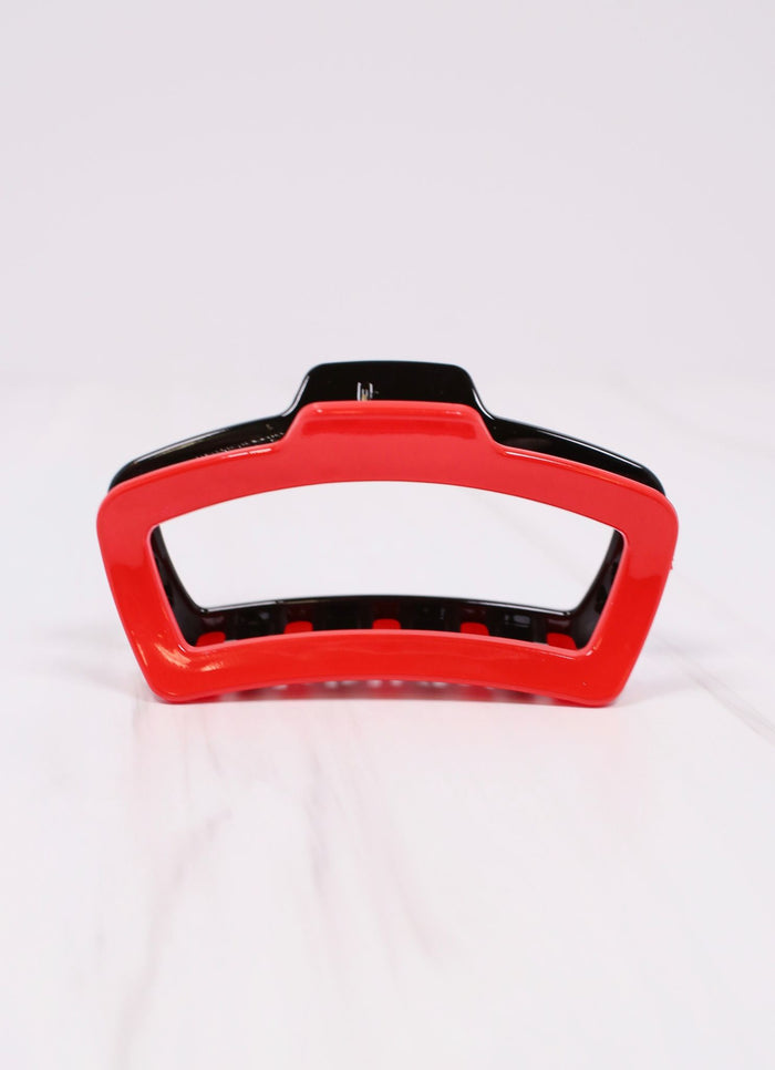 Jasmine Two Tone Hair Clip RED BLACK