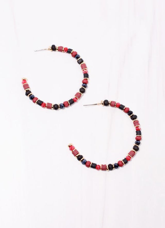 Bartlett Beaded Hoop Earring GARNET BLACK