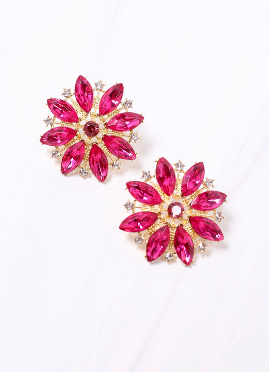 Winnipeg Stone Embellished Earring FUCHSIA